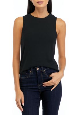 OLIVE + OAK Women's Ribbed Tank Top, Black, XS