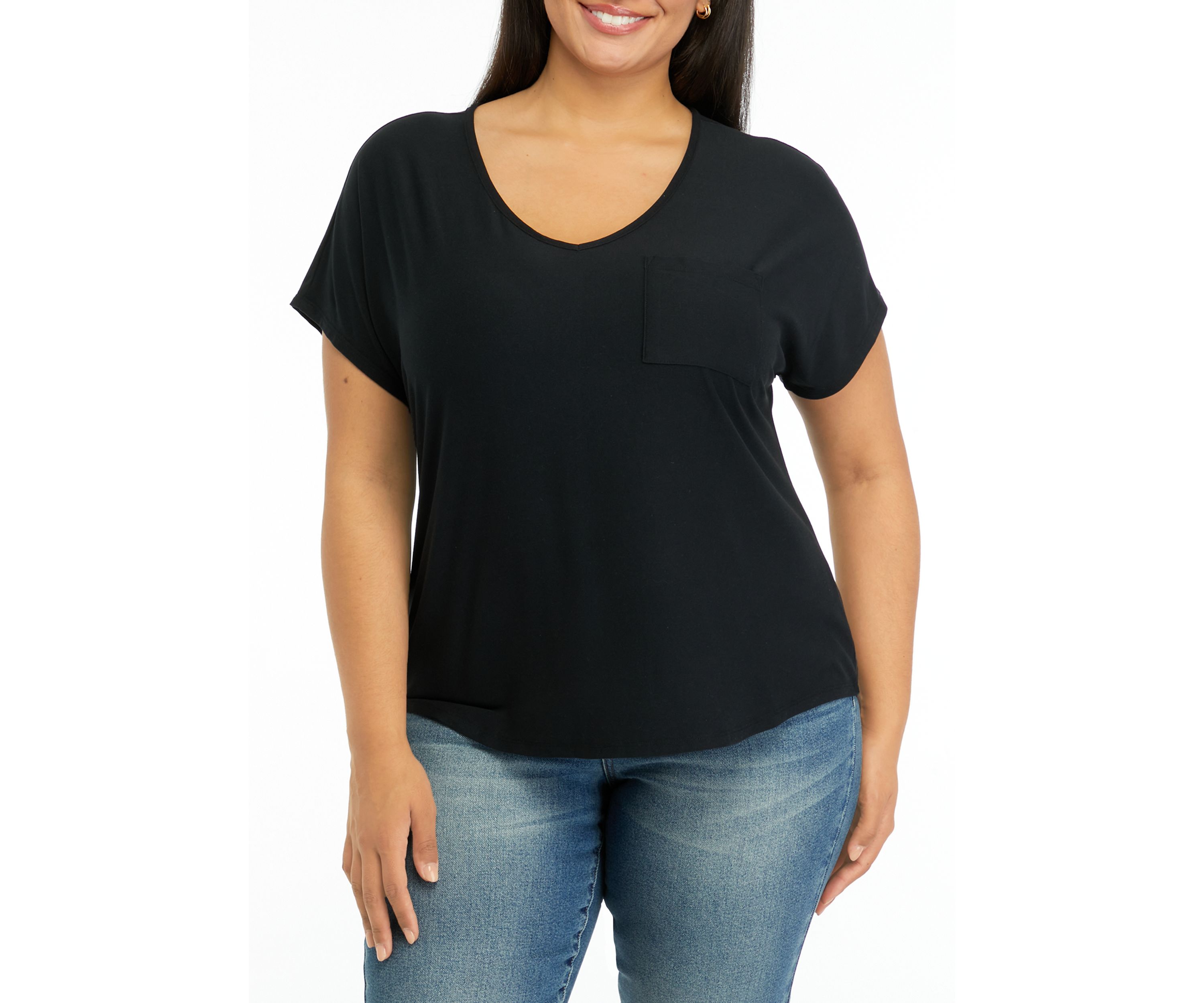 Plus Size Pocket V-Neck T-Shirt