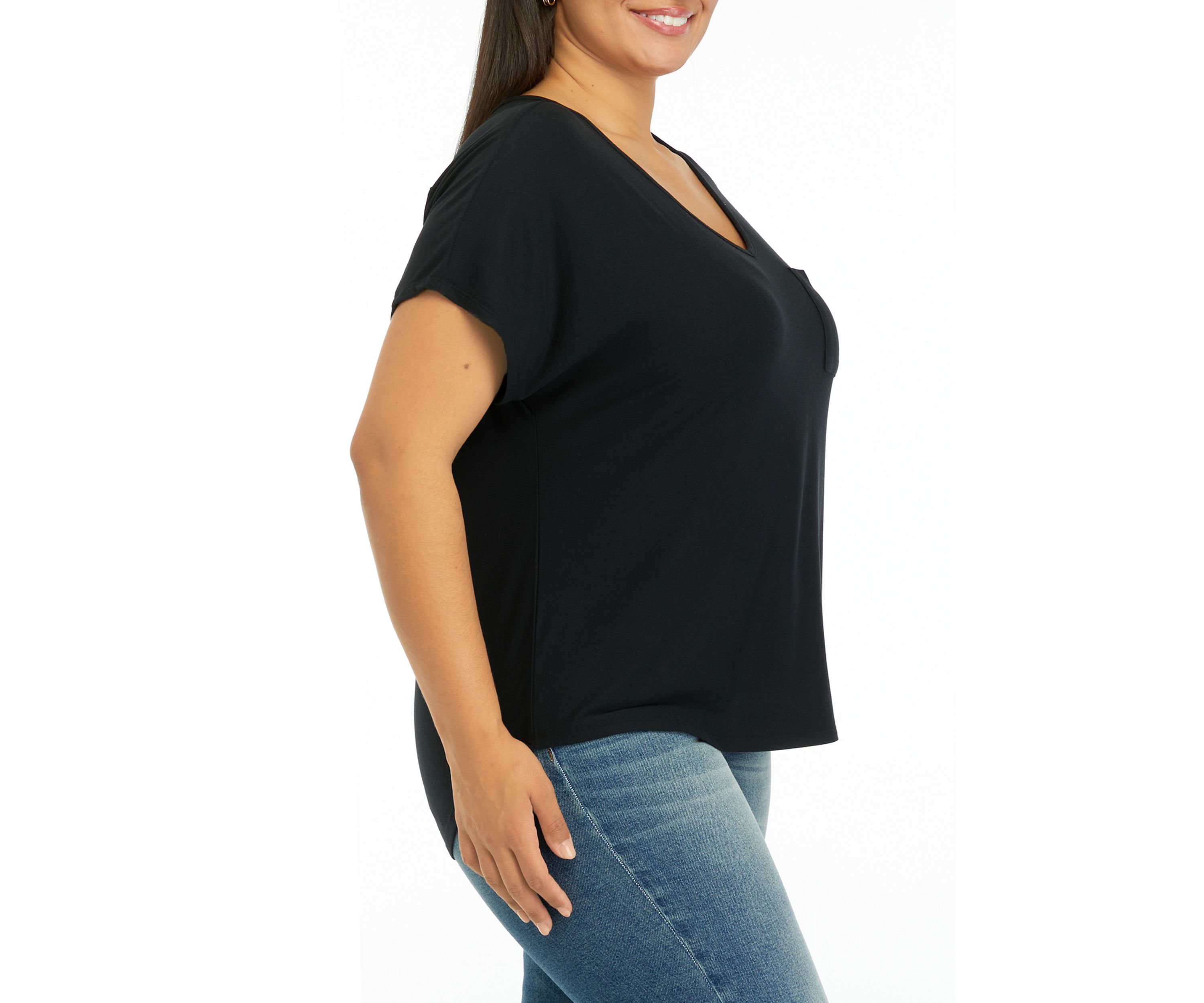 Plus Size Pocket V-Neck T-Shirt