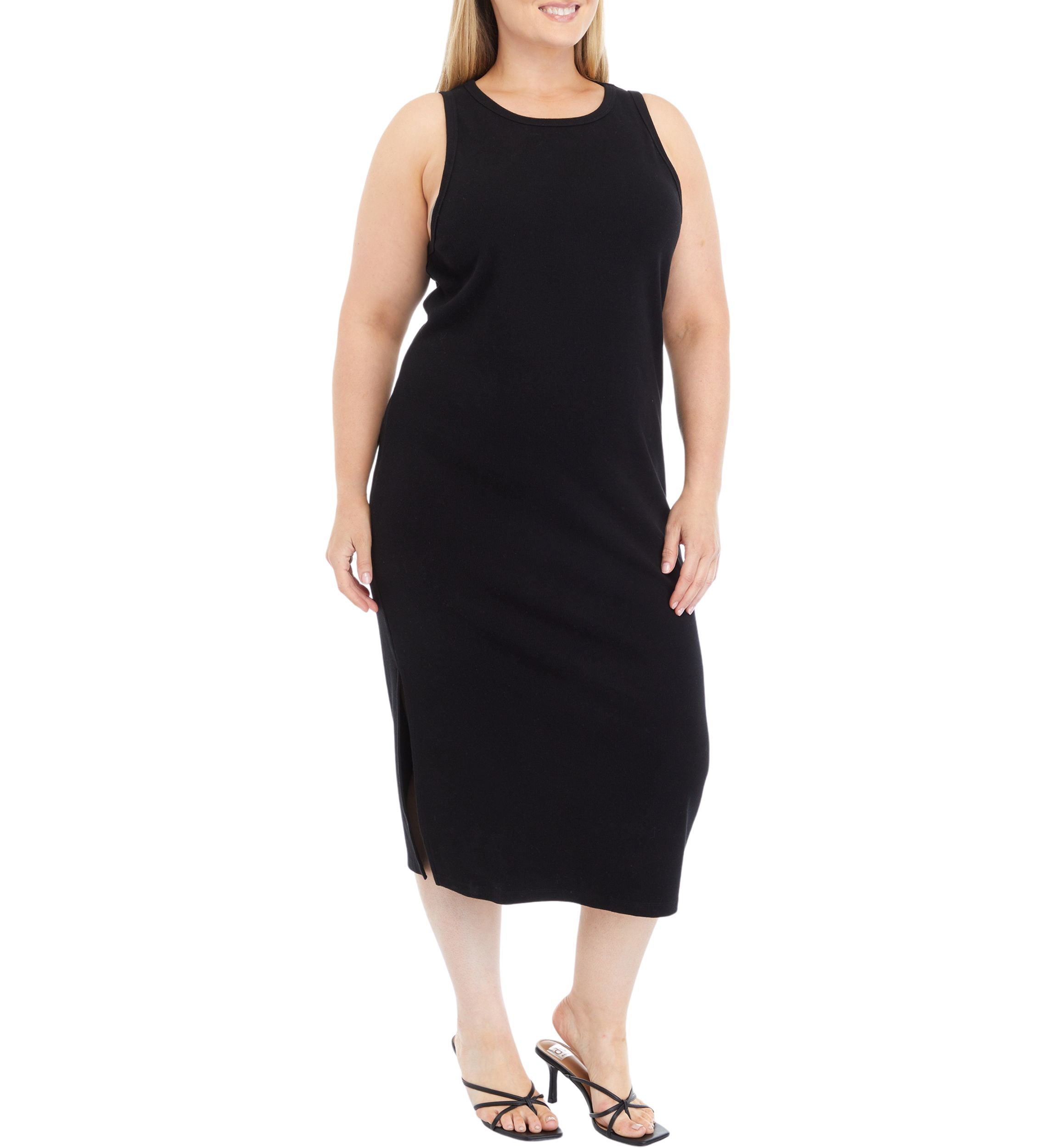 Plus Size Tank Midi Dress with Side Slit