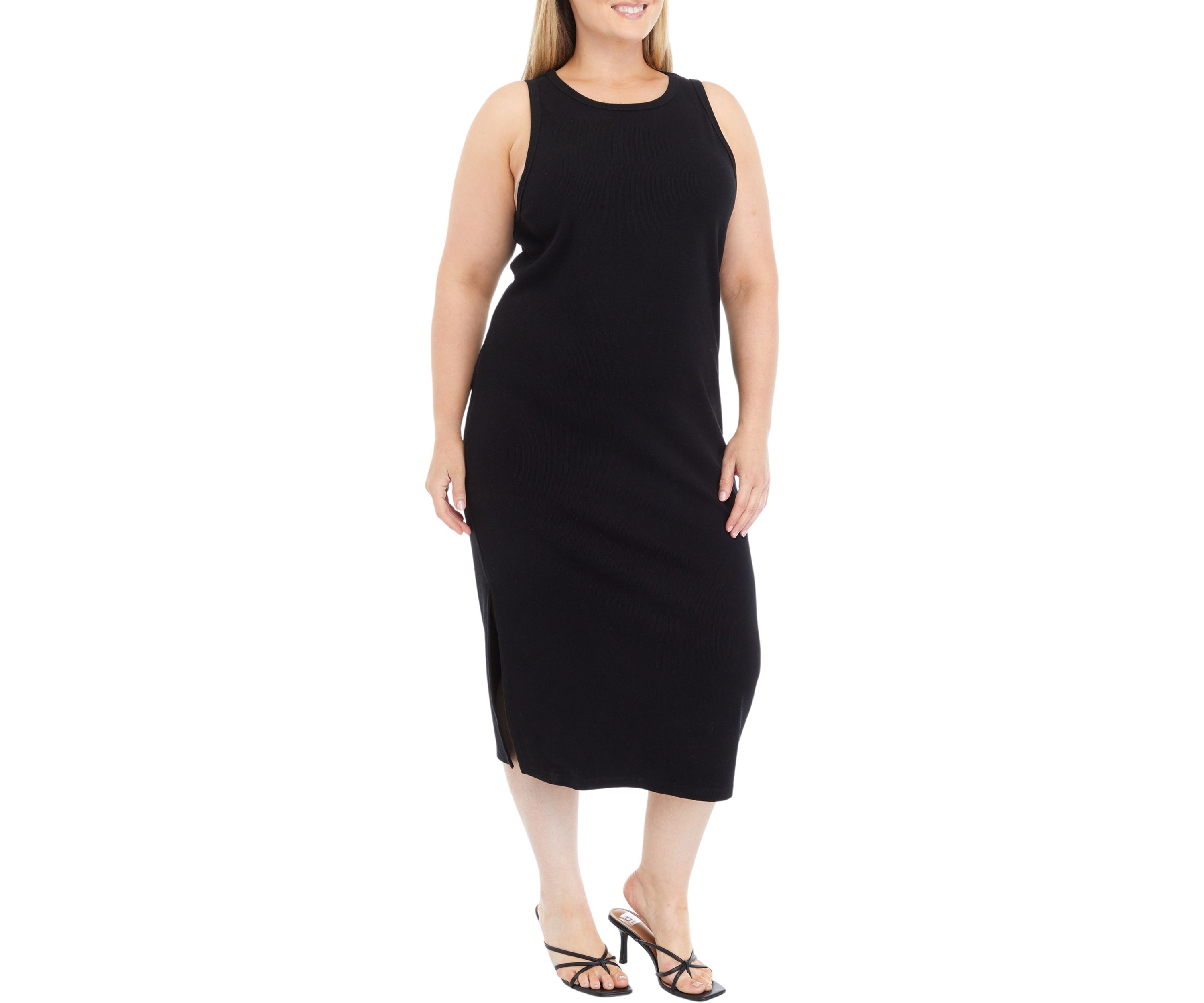 Plus Size Tank Midi Dress with Side Slit