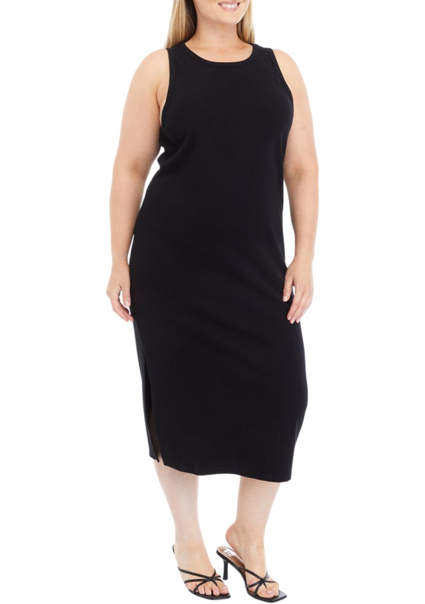Plus Size Tank Midi Dress with Side Slit