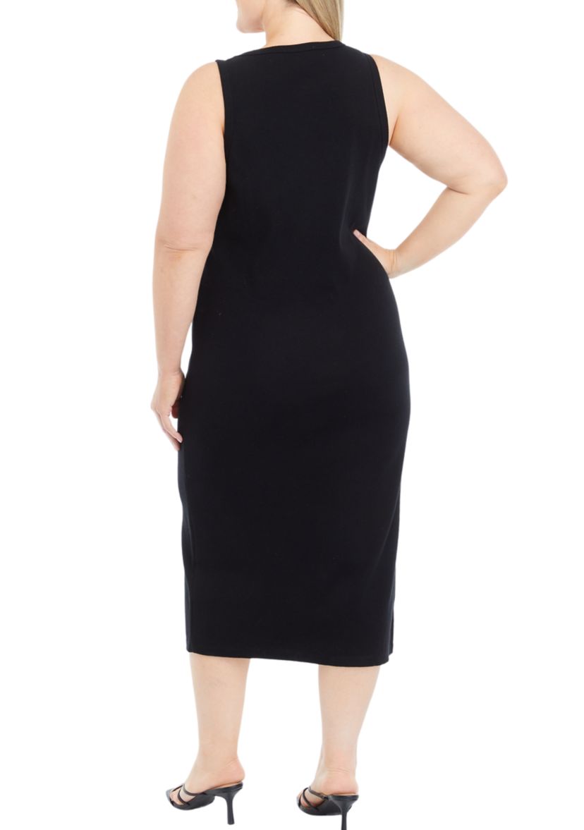 Plus Size Tank Midi Dress with Side Slit