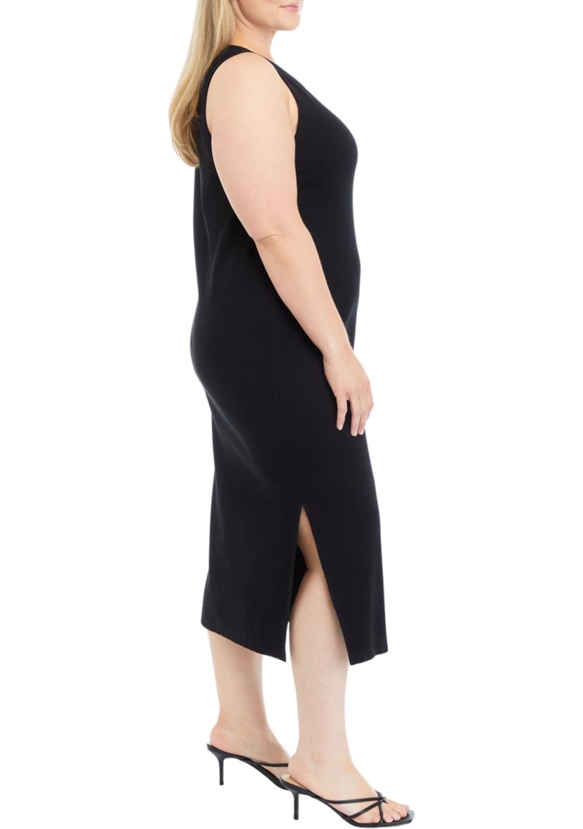 Plus Size Tank Midi Dress with Side Slit