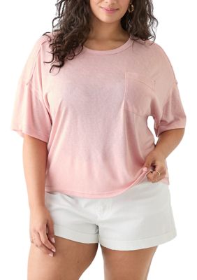 OLIVE + OAK Women's Plus Size Drop Shoulder Slub Boyfriend T-Shirt