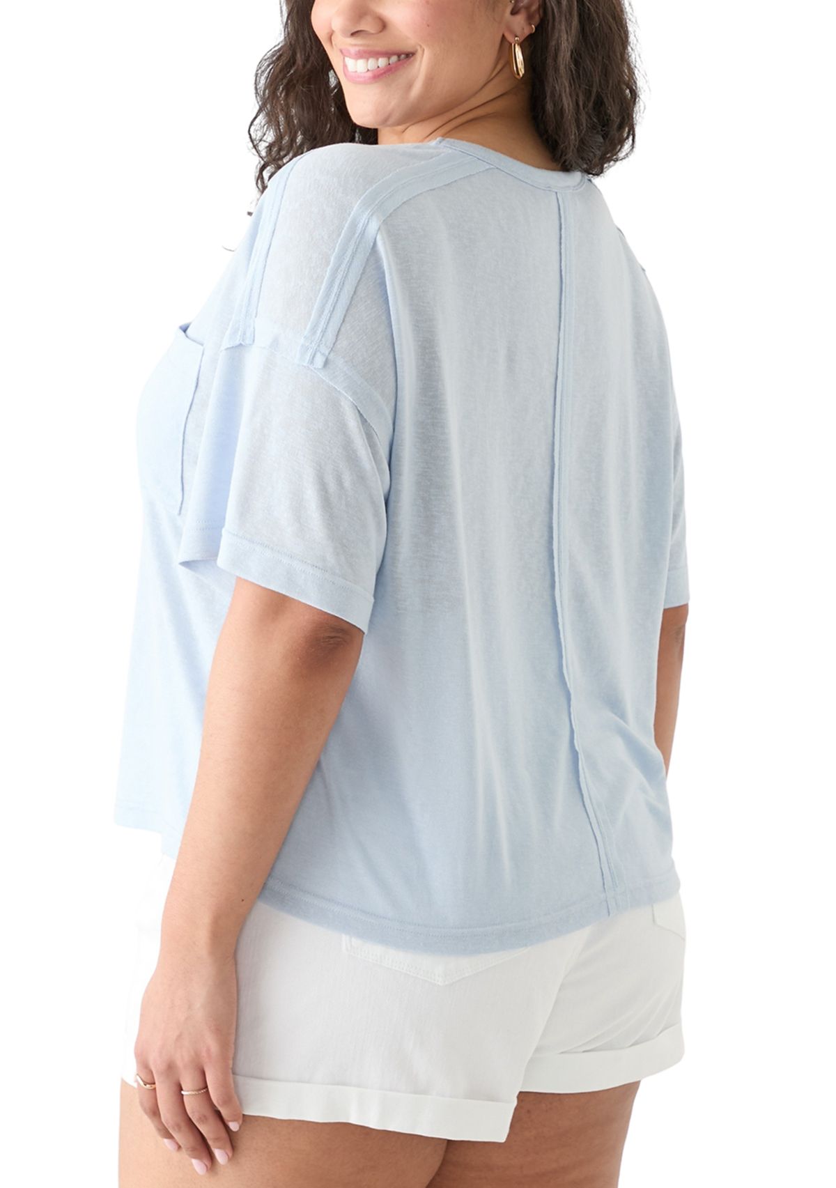 Plus Size Drop Shoulder Slub Boyfriend T-Shirt 