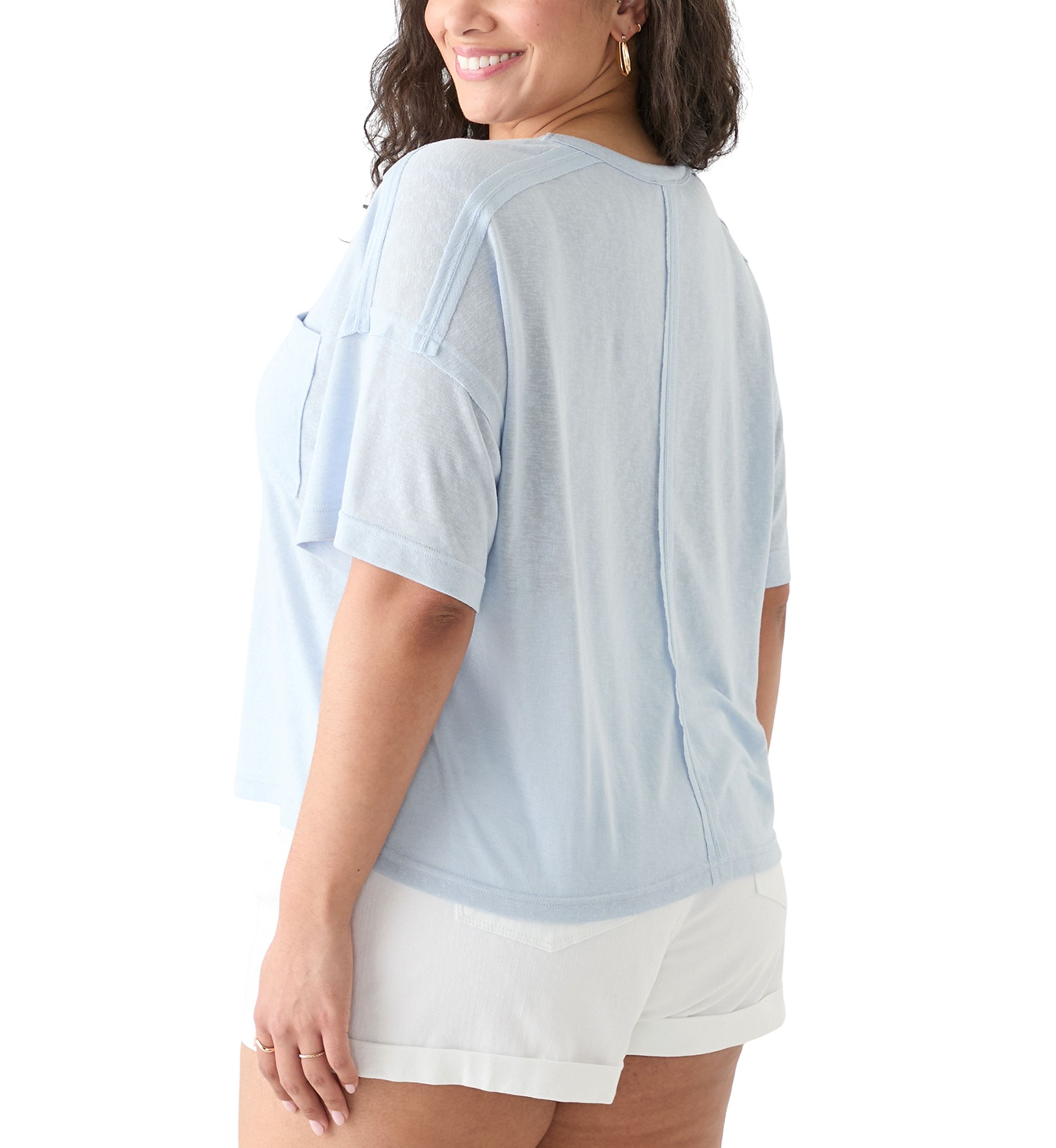 Plus Size Drop Shoulder Slub Boyfriend T-Shirt 