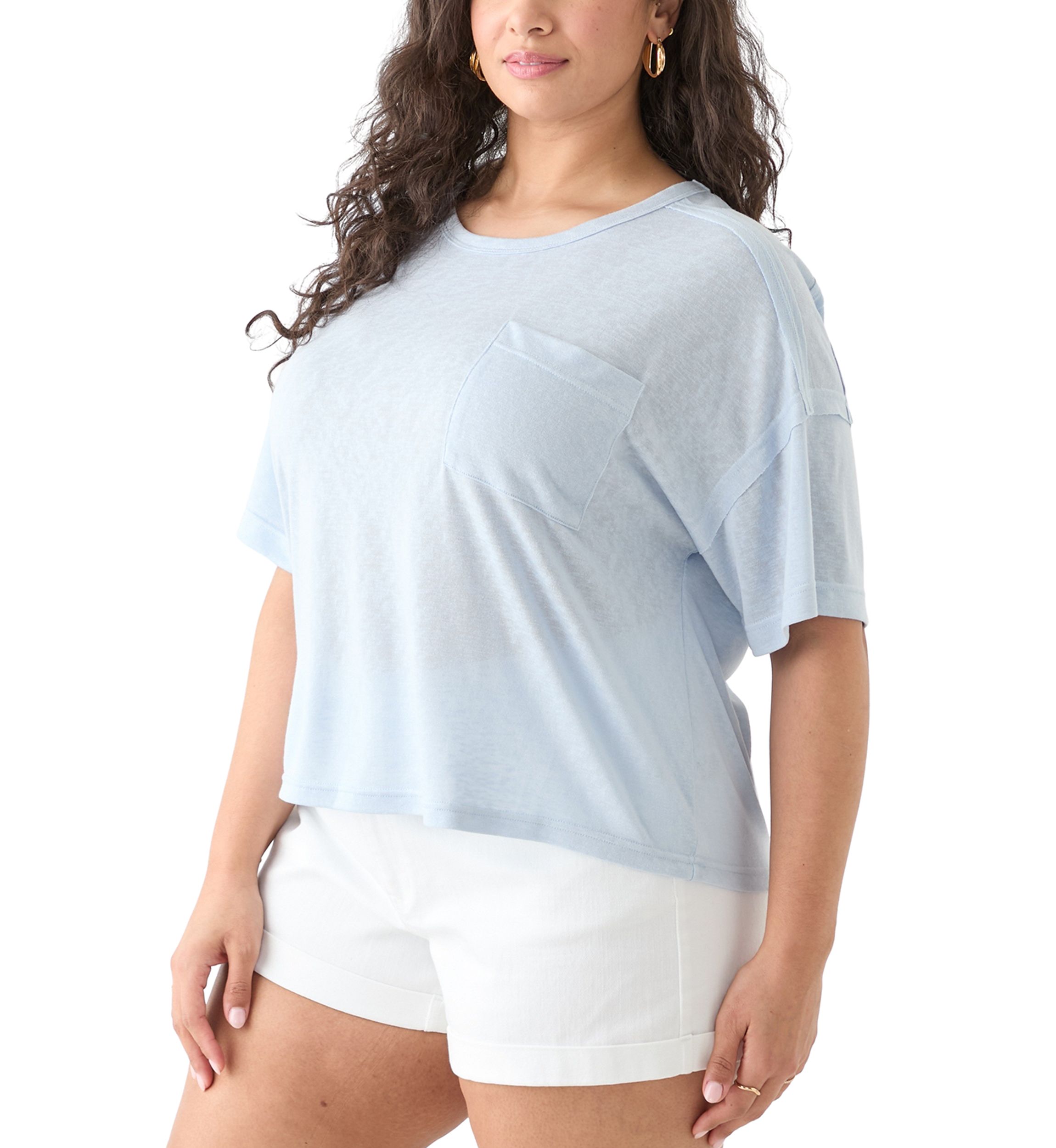 Plus Size Drop Shoulder Slub Boyfriend T-Shirt 