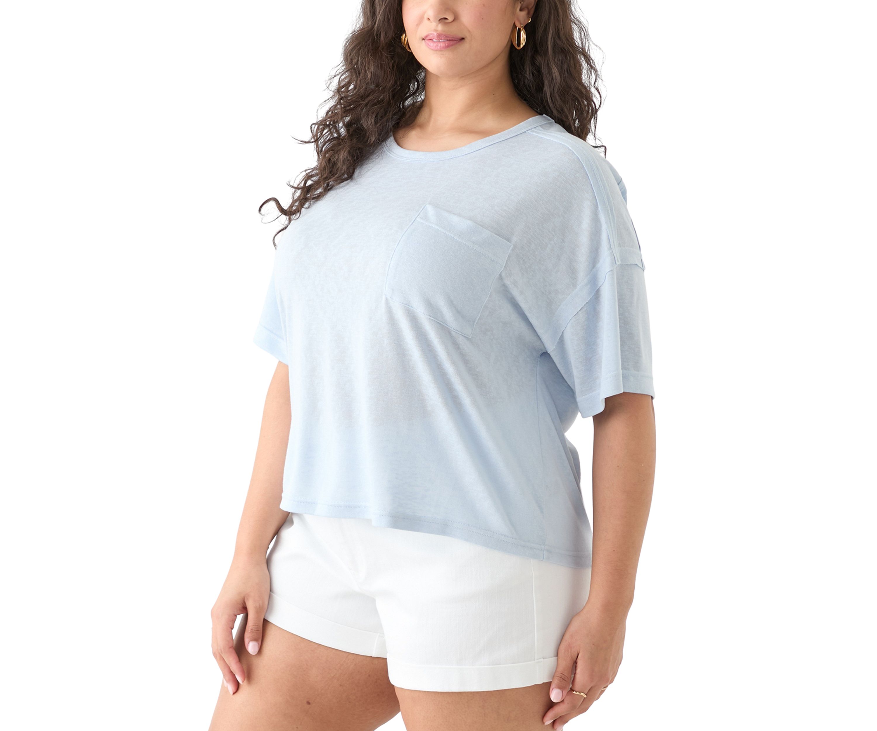 Plus Size Drop Shoulder Slub Boyfriend T-Shirt 