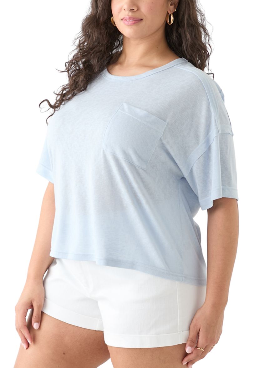Plus Size Drop Shoulder Slub Boyfriend T-Shirt 