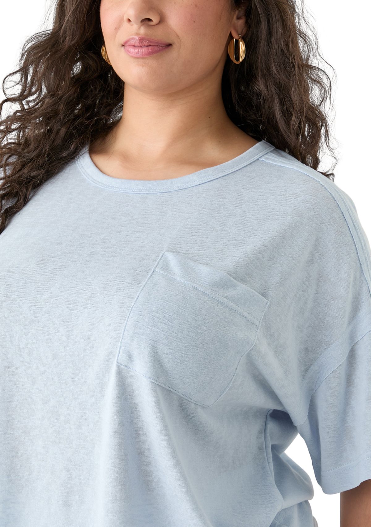 Plus Size Drop Shoulder Slub Boyfriend T-Shirt 