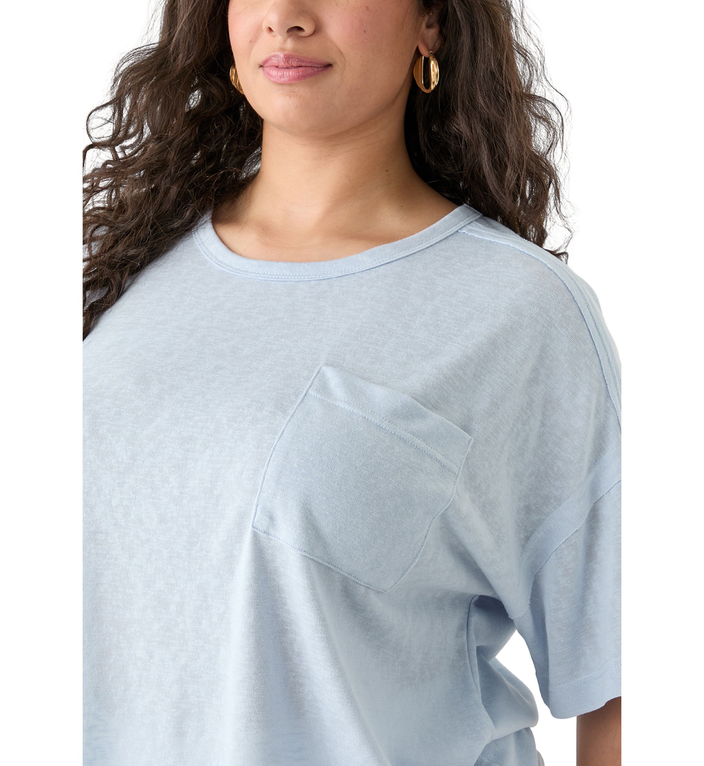 Plus Size Drop Shoulder Slub Boyfriend T-Shirt 