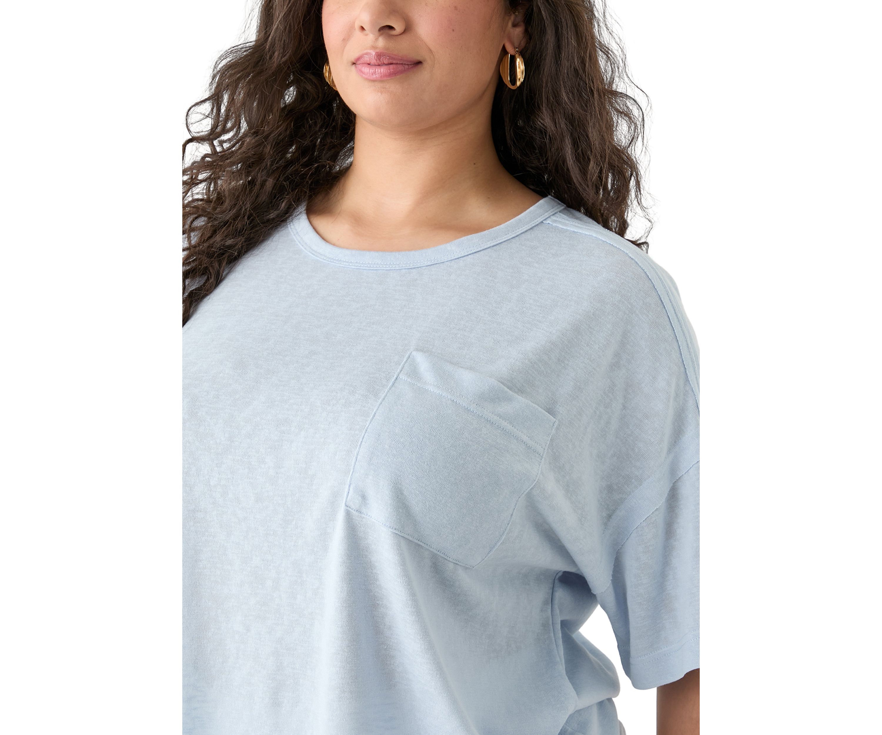 Plus Size Drop Shoulder Slub Boyfriend T-Shirt 