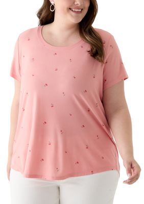 OLIVE + OAK Women's Plus Size Short Sleeve Printed T-Shirt, Pink, 1X
