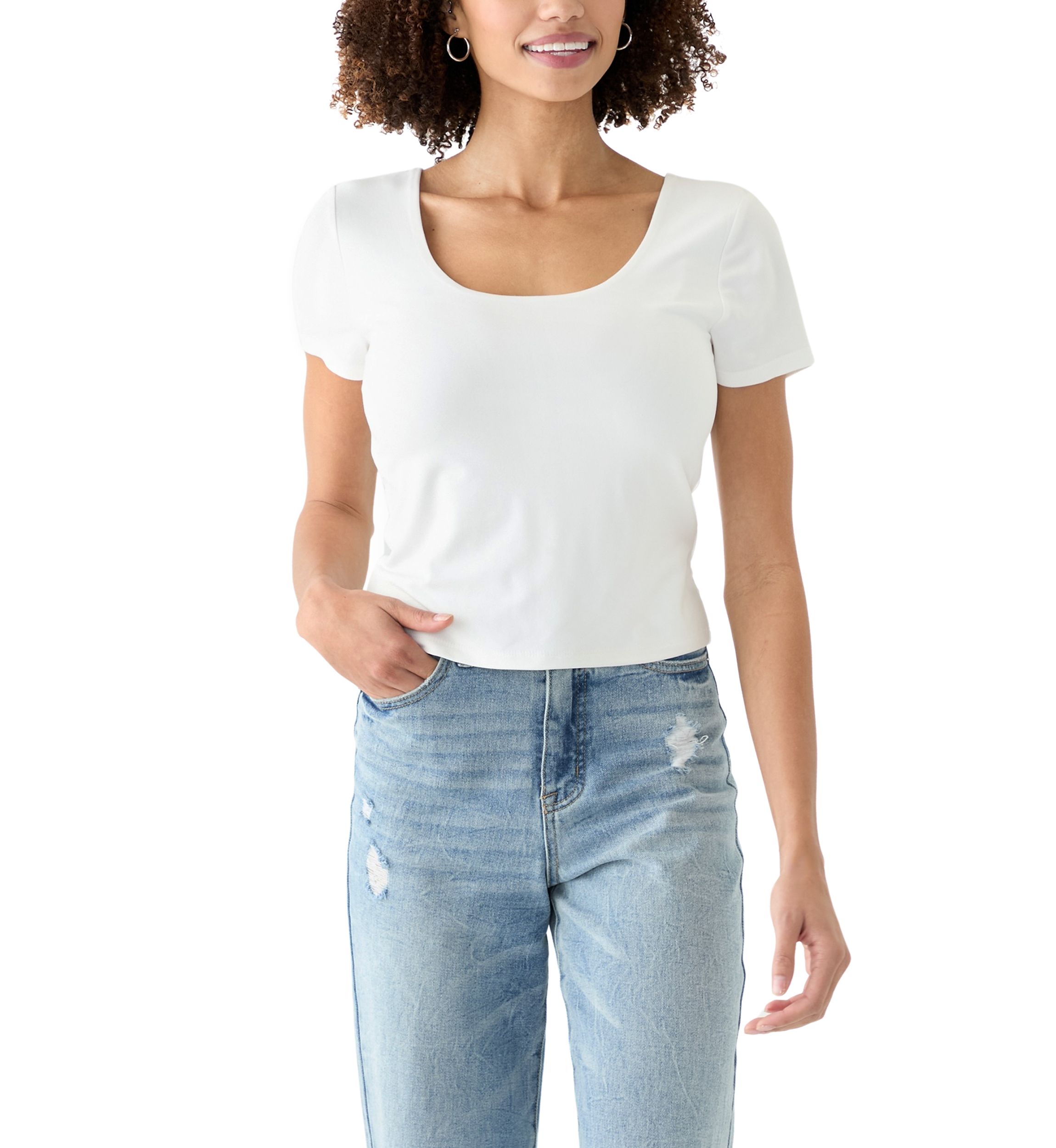 Womens Short Sleeve Peached Jersey T-Shirt 
