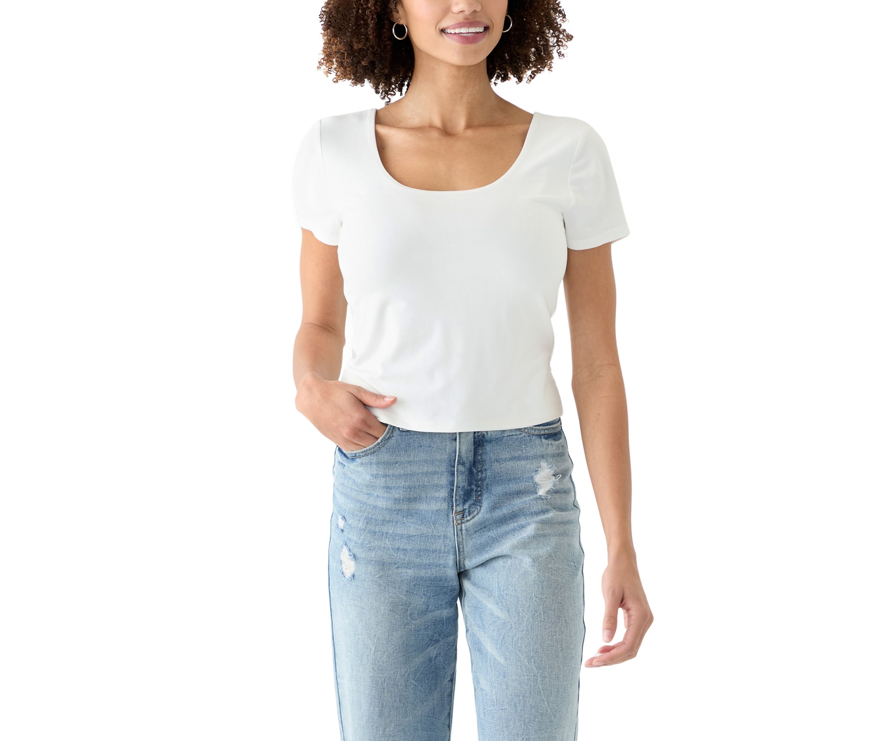 Womens Short Sleeve Peached Jersey T-Shirt 
