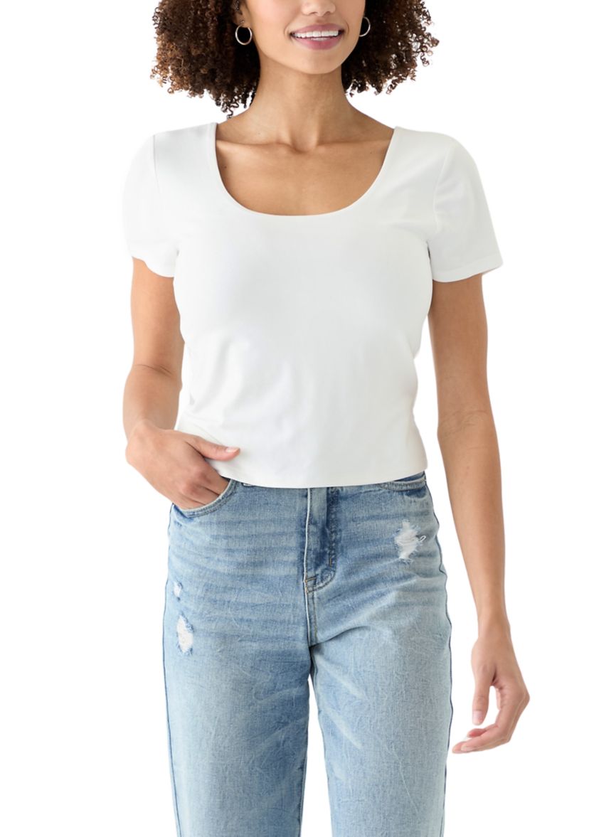 Womens Short Sleeve Peached Jersey T-Shirt 