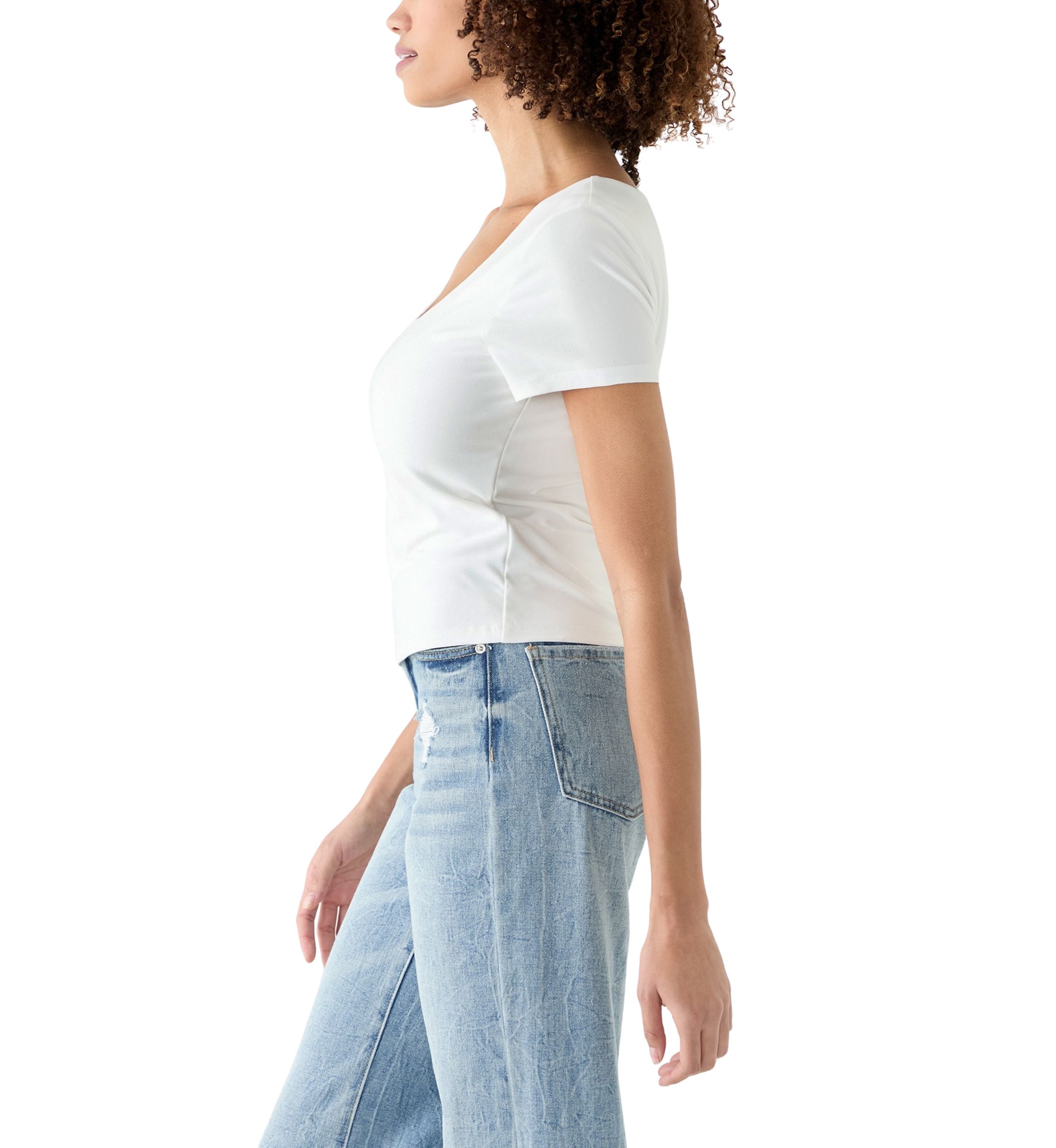 Womens Short Sleeve Peached Jersey T-Shirt 