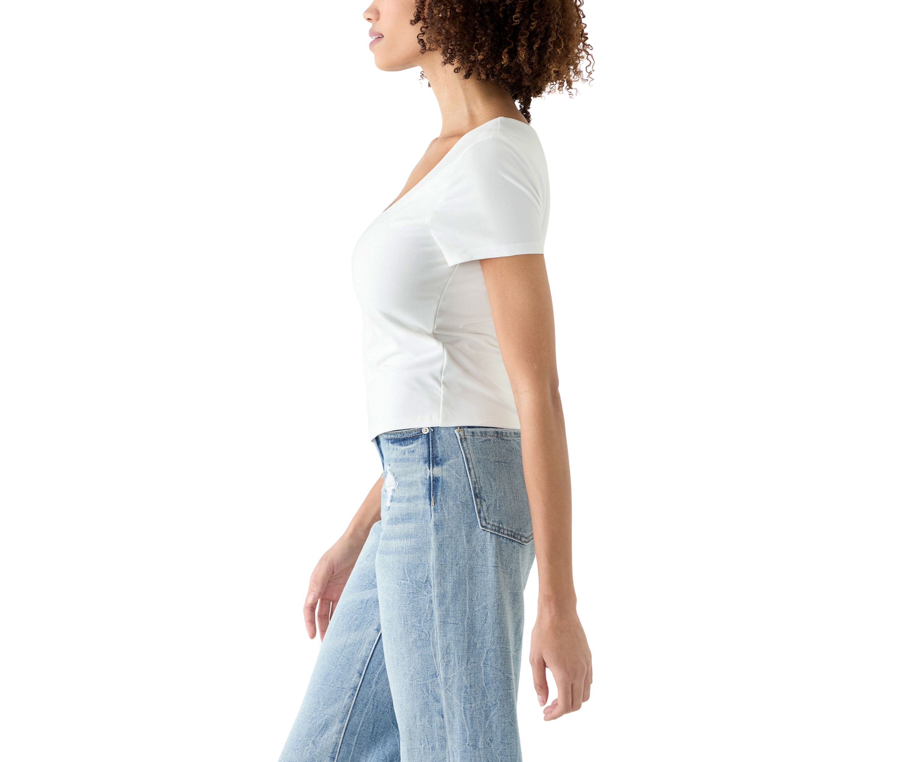 Womens Short Sleeve Peached Jersey T-Shirt 