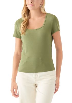 OLIVE + OAK Women's Square Neck Short Sleeve Knit Top