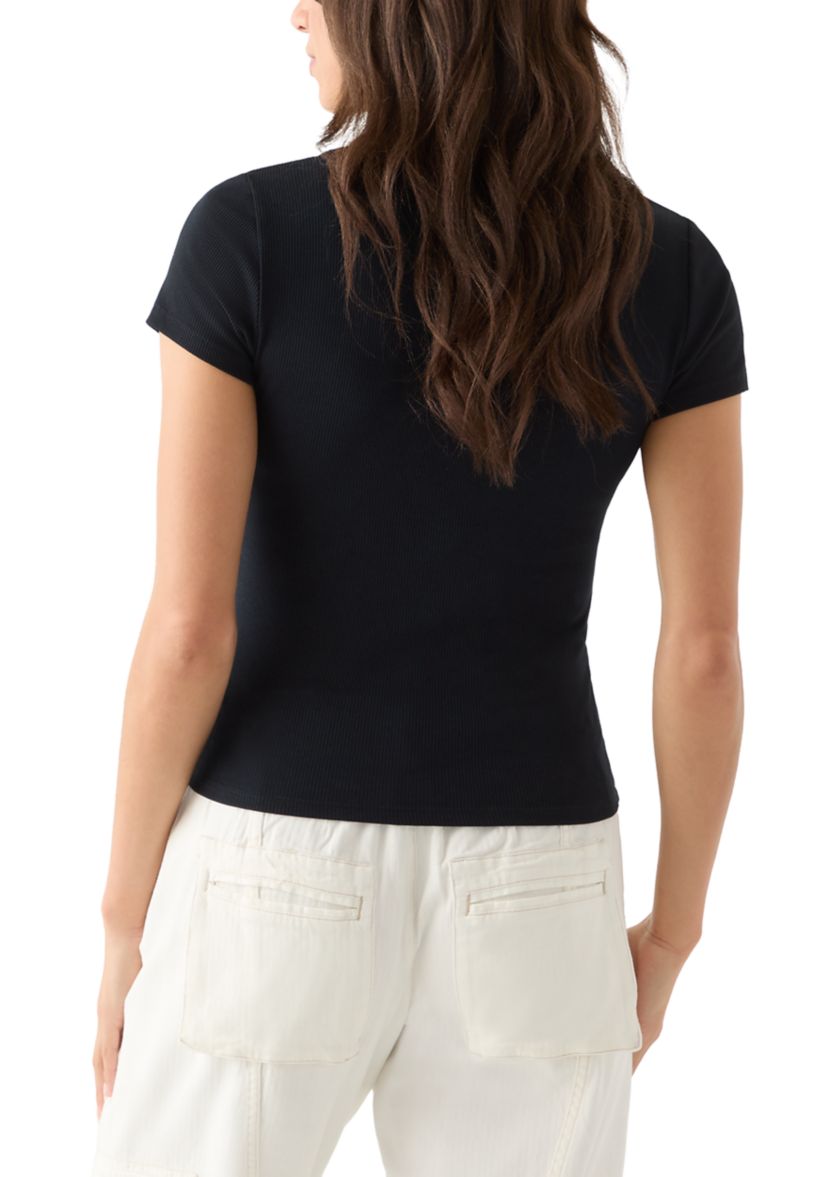 Womens Square Neck Short Sleeve Knit Top