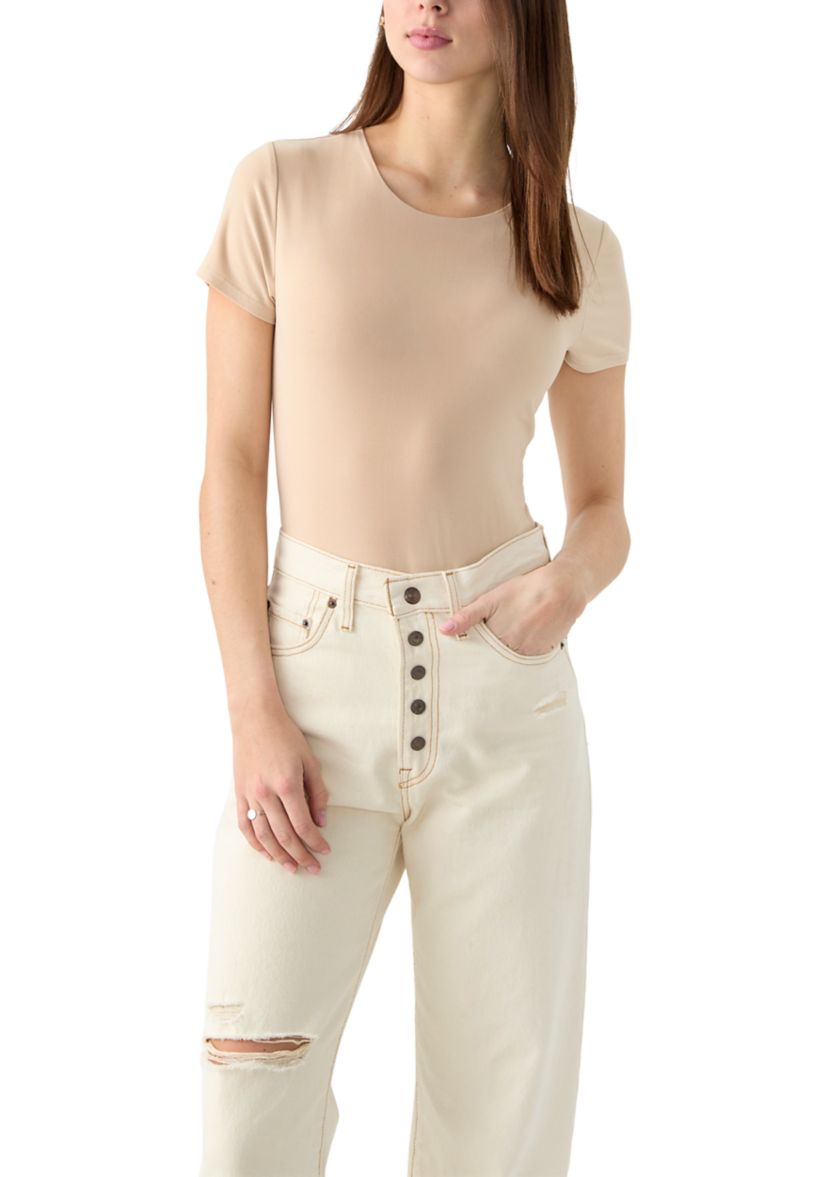 Womens Short Sleeve Peached Jersey Bodysuit