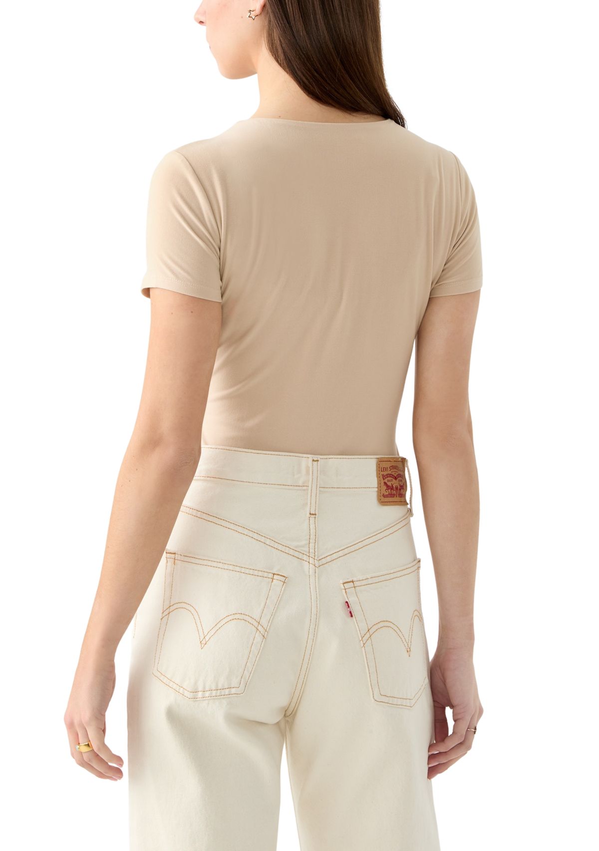 Womens Short Sleeve Peached Jersey Bodysuit