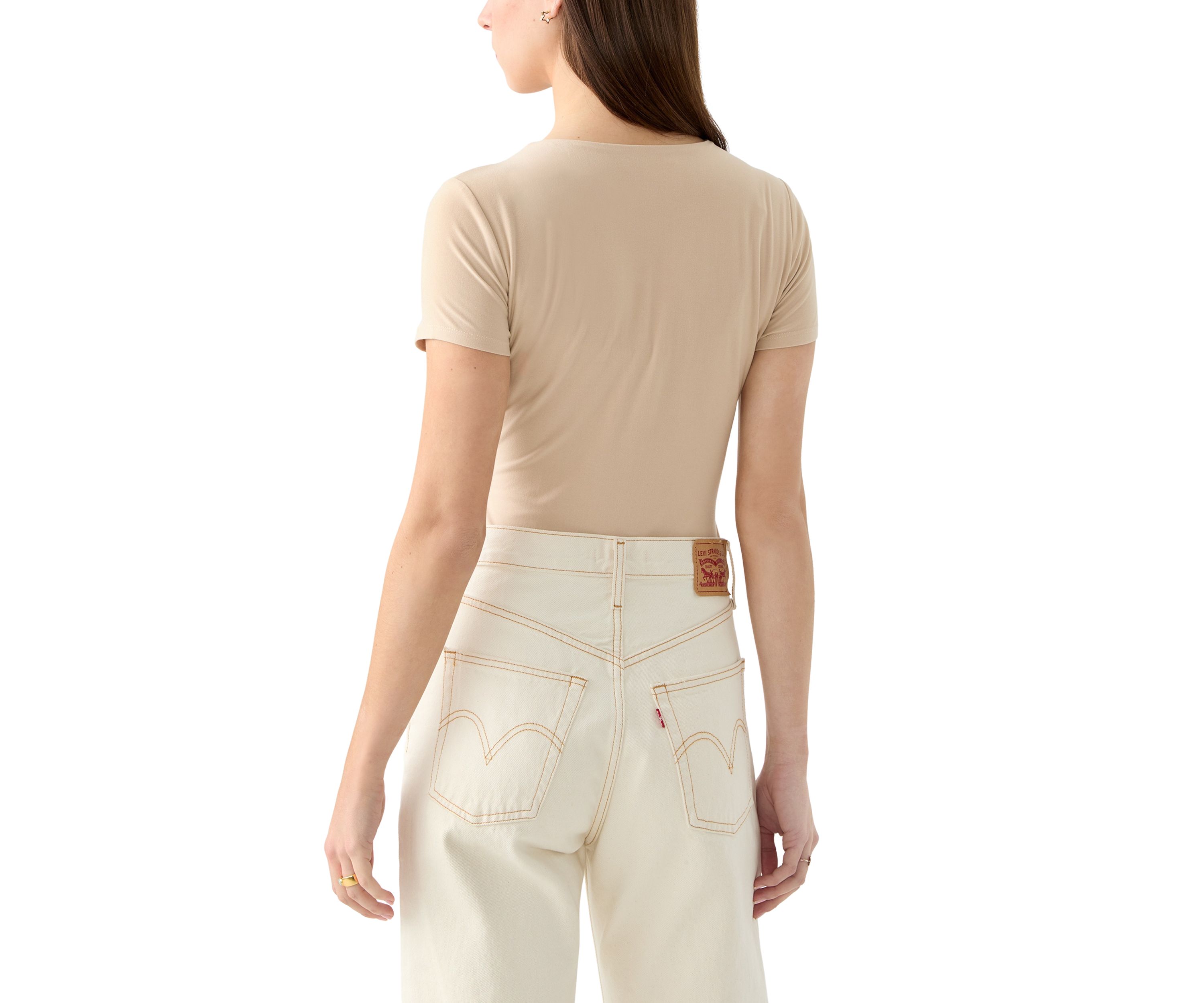 Womens Short Sleeve Peached Jersey Bodysuit