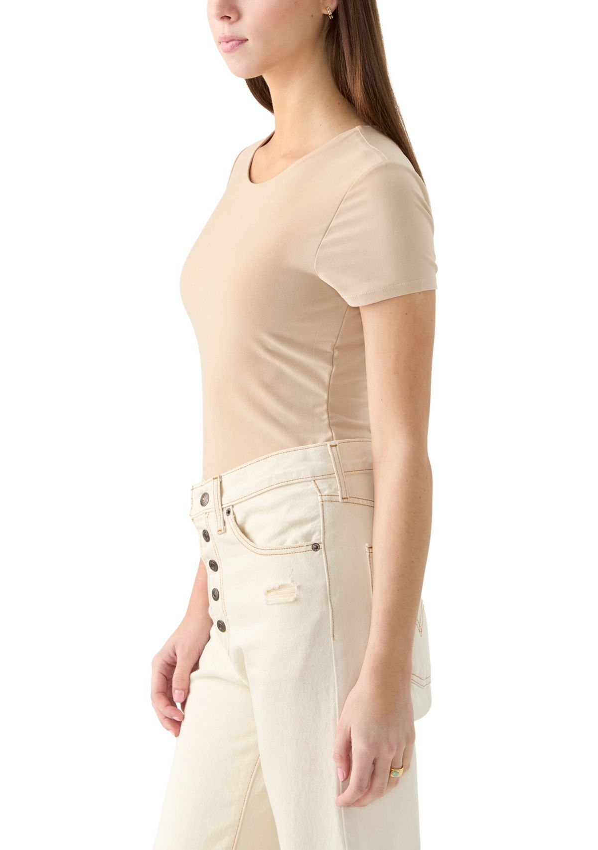 Womens Short Sleeve Peached Jersey Bodysuit