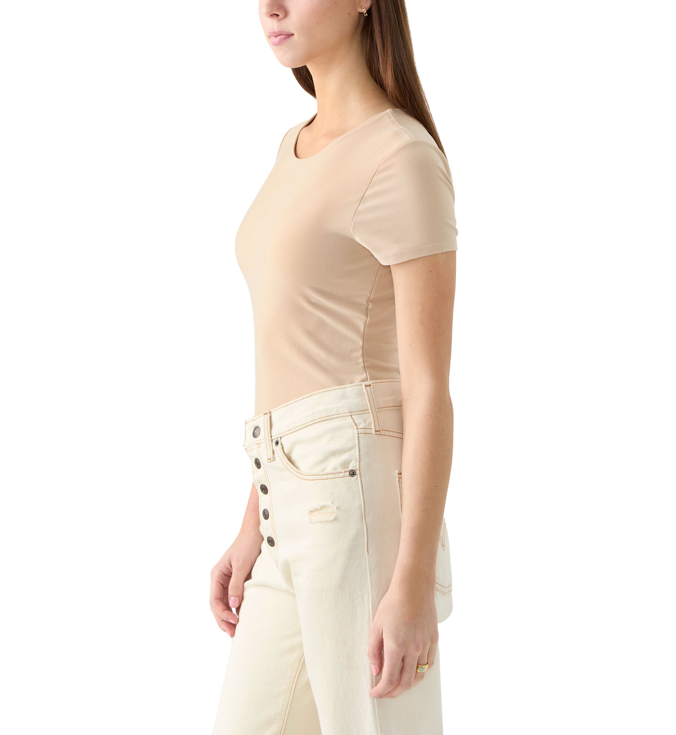 Womens Short Sleeve Peached Jersey Bodysuit