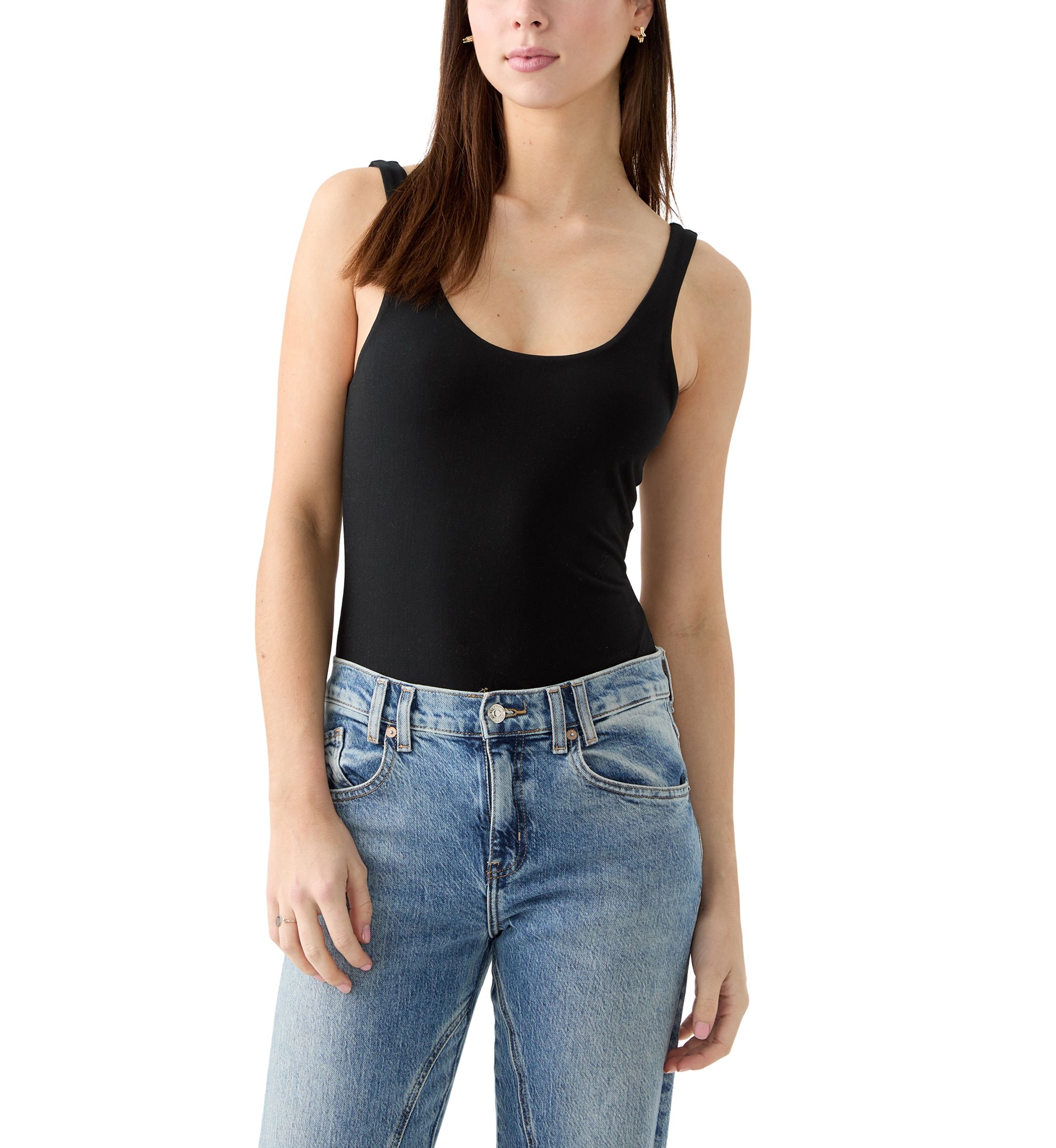 Womens Scoop Neck Double Layer Bodysuit