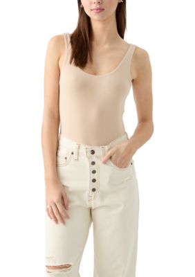OLIVE + OAK Women's Scoop Neck Double Layer Bodysuit, Sand, XL