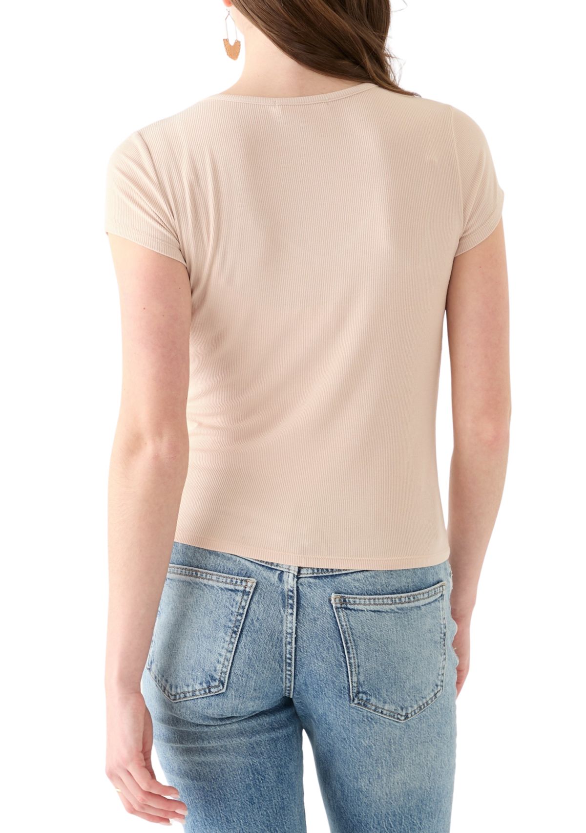 Womens V-Neck Cap Sleeve Top