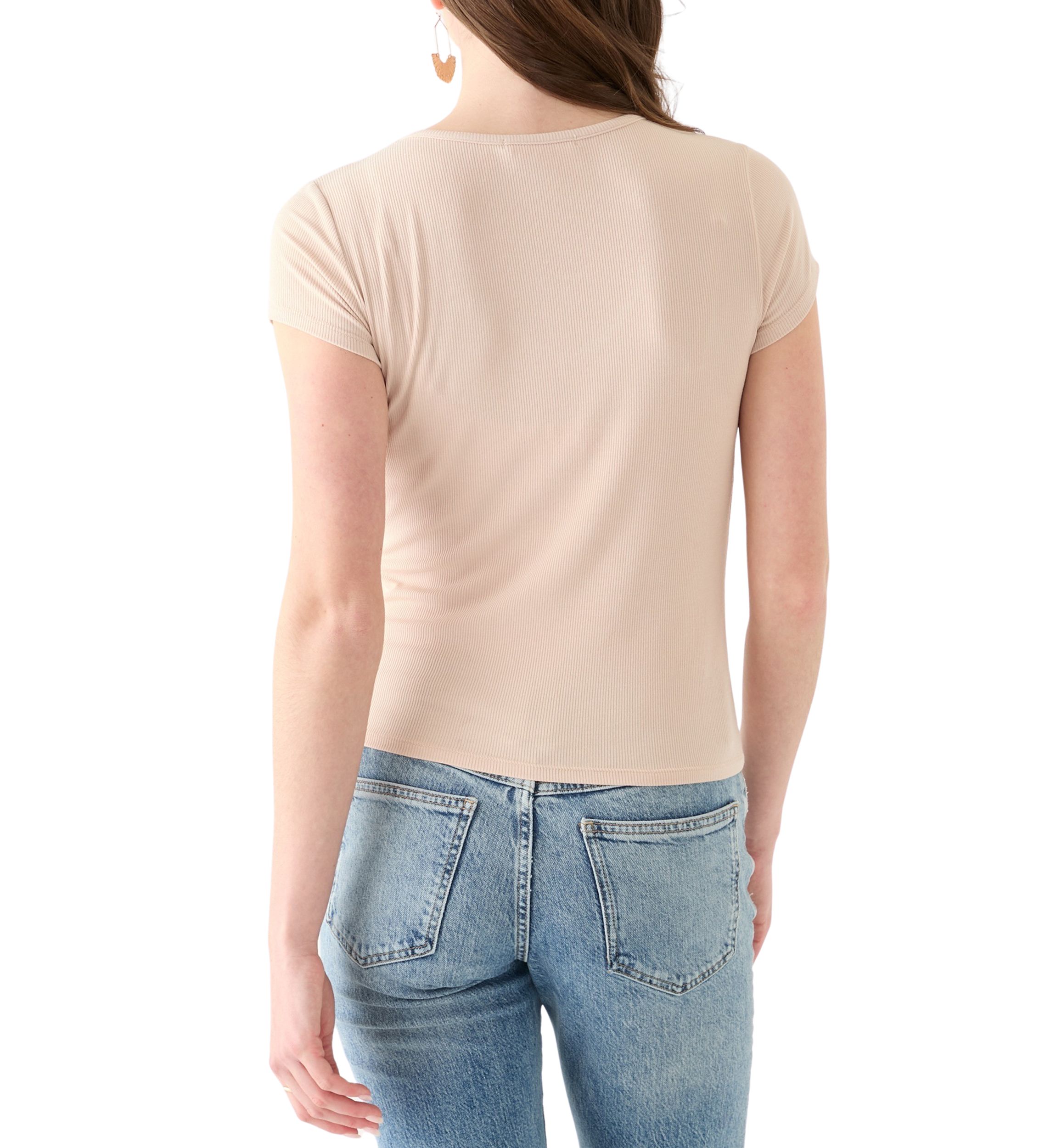 Womens V-Neck Cap Sleeve Top