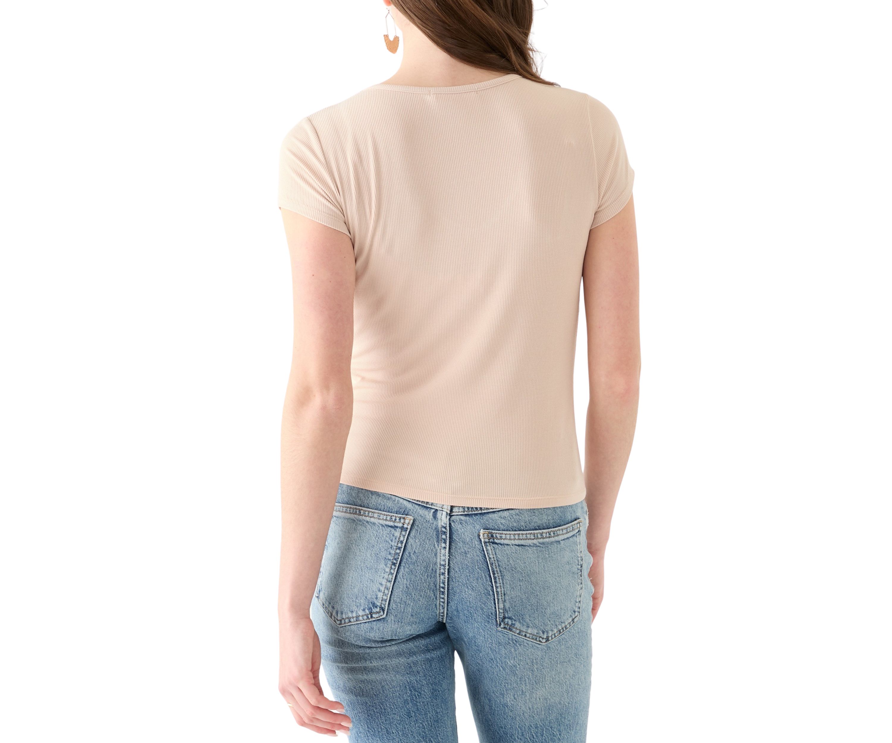 Womens V-Neck Cap Sleeve Top