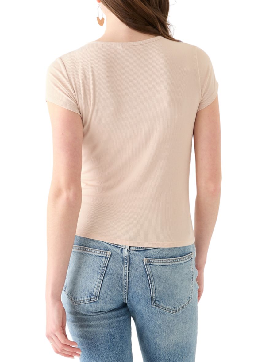Womens V-Neck Cap Sleeve Top