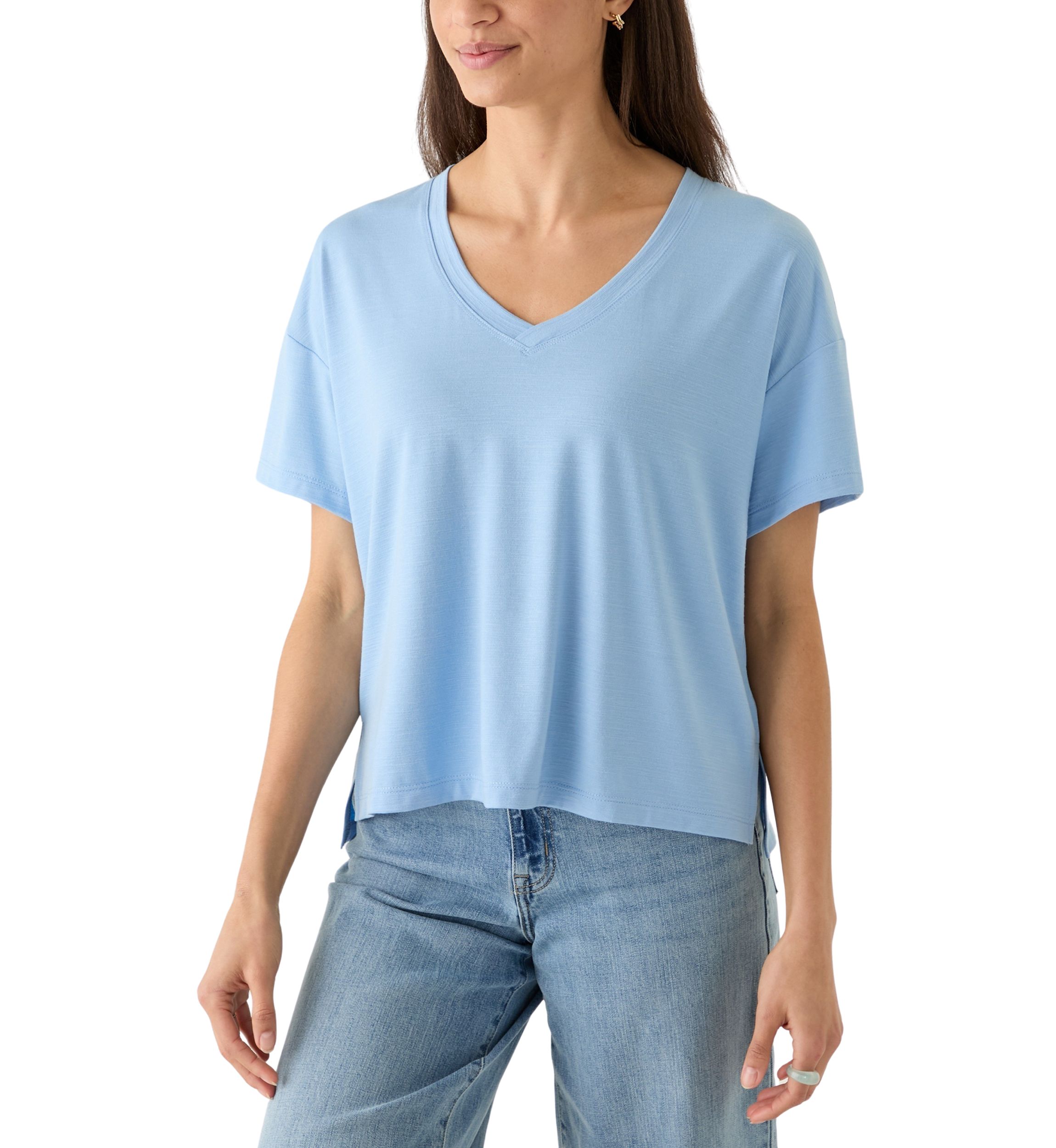 Womens Short Sleeve V-Neck Oversized T-Shirt