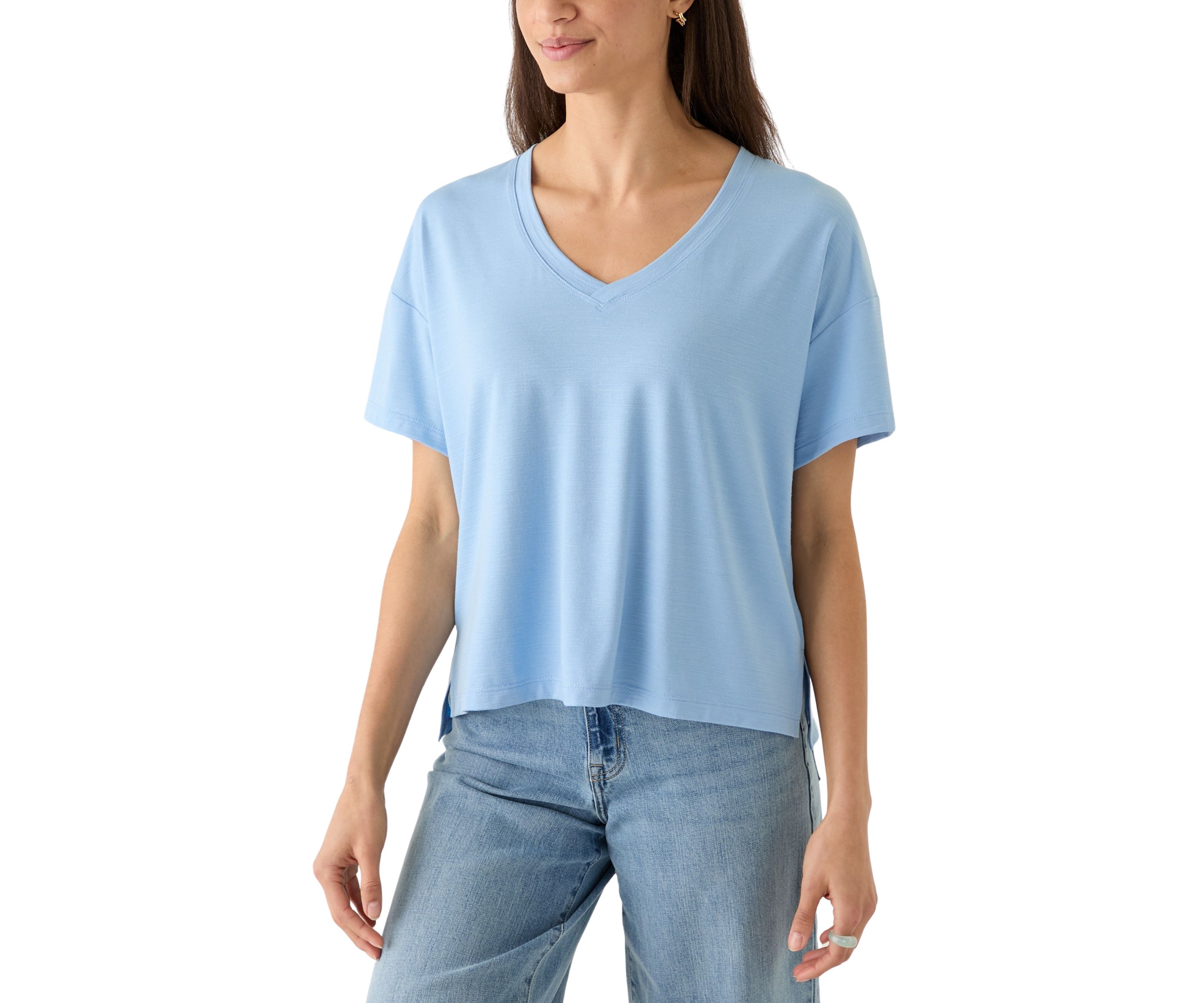 Womens Short Sleeve V-Neck Oversized T-Shirt