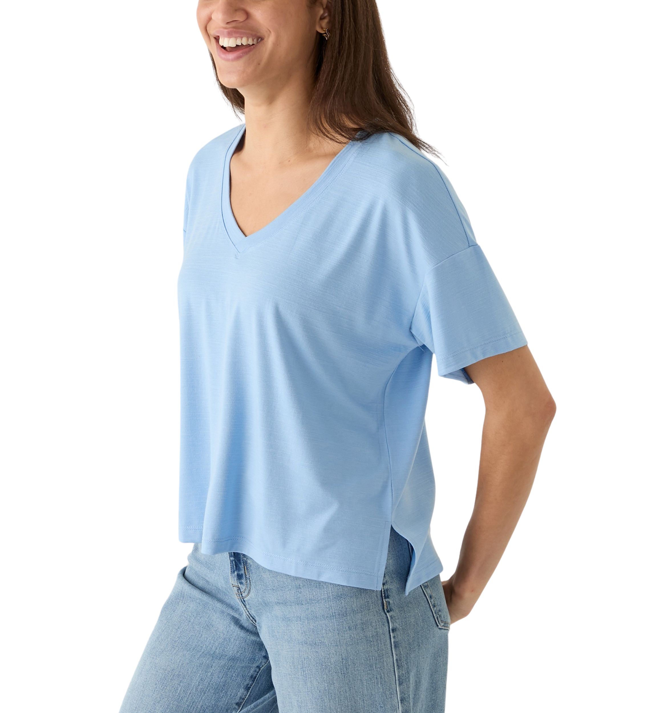 Womens Short Sleeve V-Neck Oversized T-Shirt