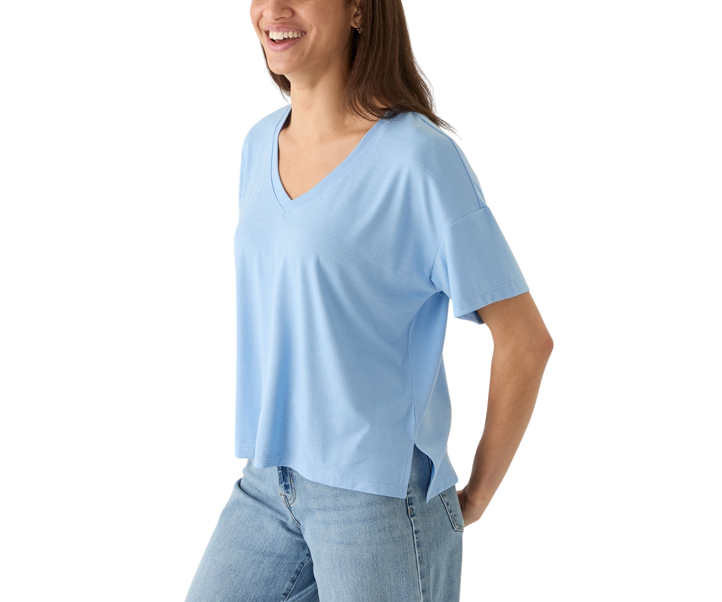 Womens Short Sleeve V-Neck Oversized T-Shirt