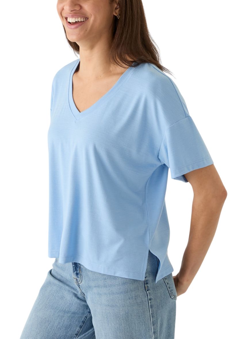 Womens Short Sleeve V-Neck Oversized T-Shirt