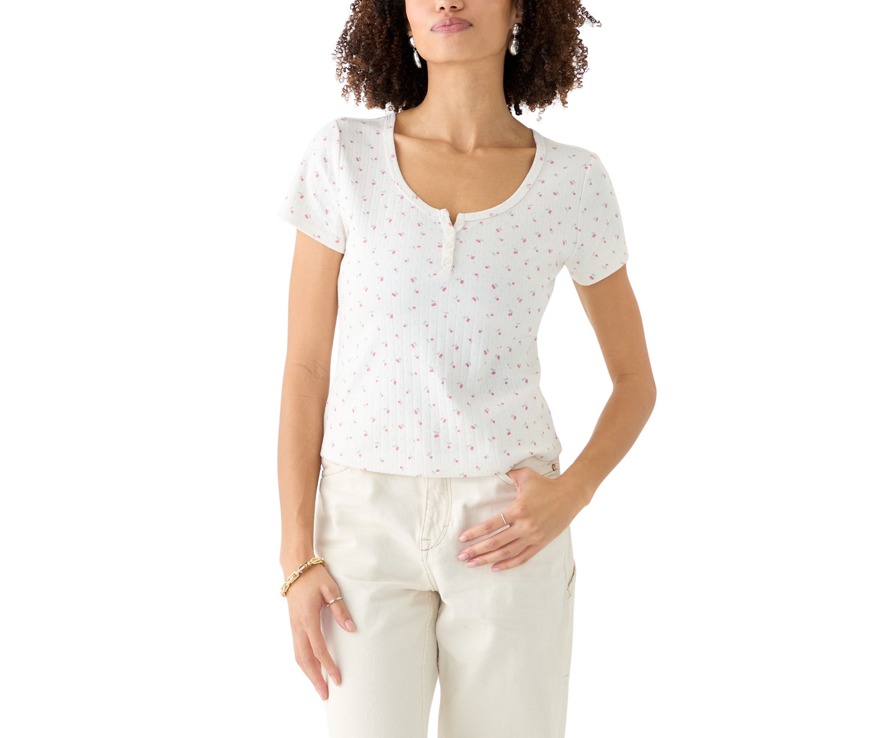 Womens Short Sleeve Henley T-Shirt