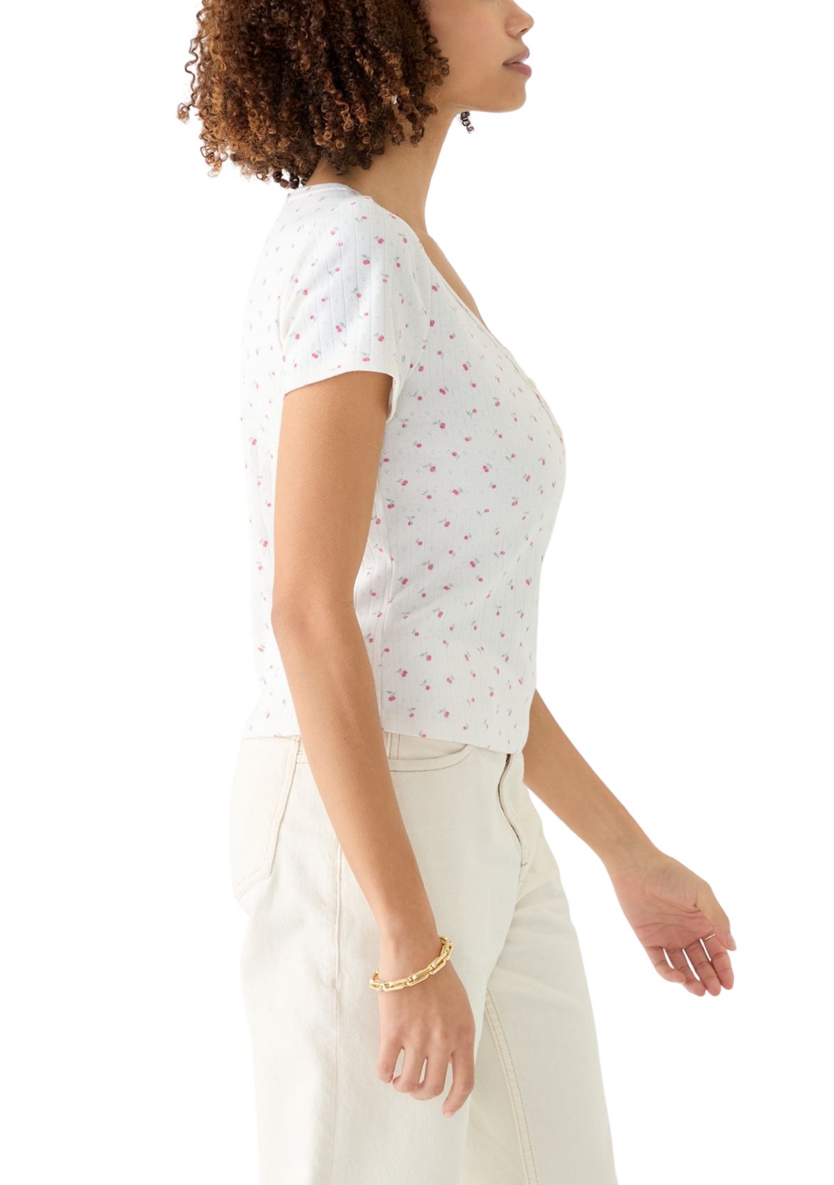 Womens Short Sleeve Henley T-Shirt