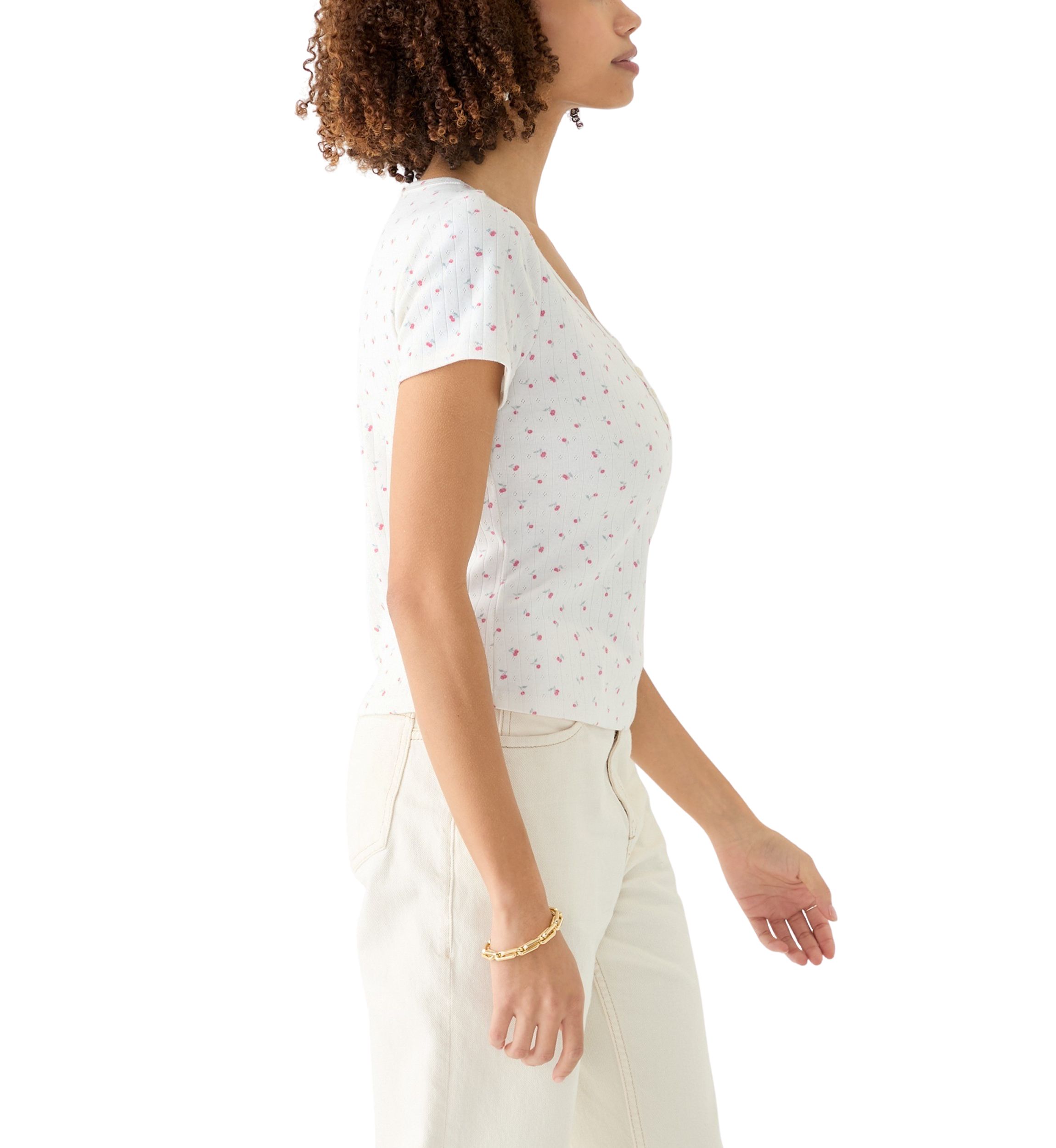 Womens Short Sleeve Henley T-Shirt