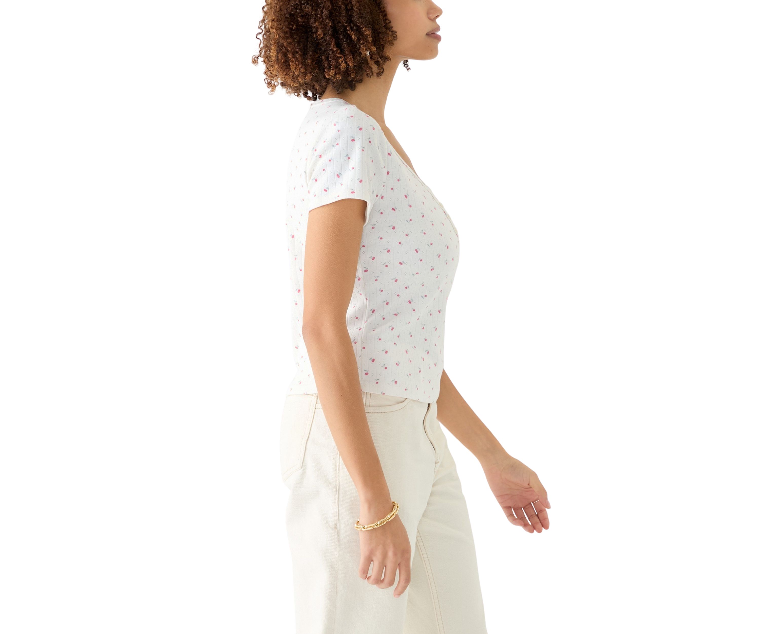 Womens Short Sleeve Henley T-Shirt
