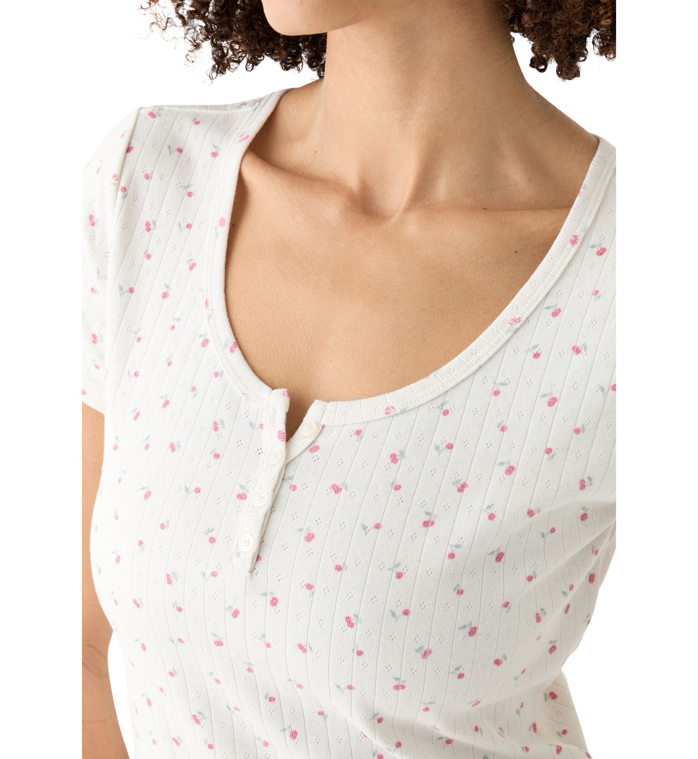 Womens Short Sleeve Henley T-Shirt