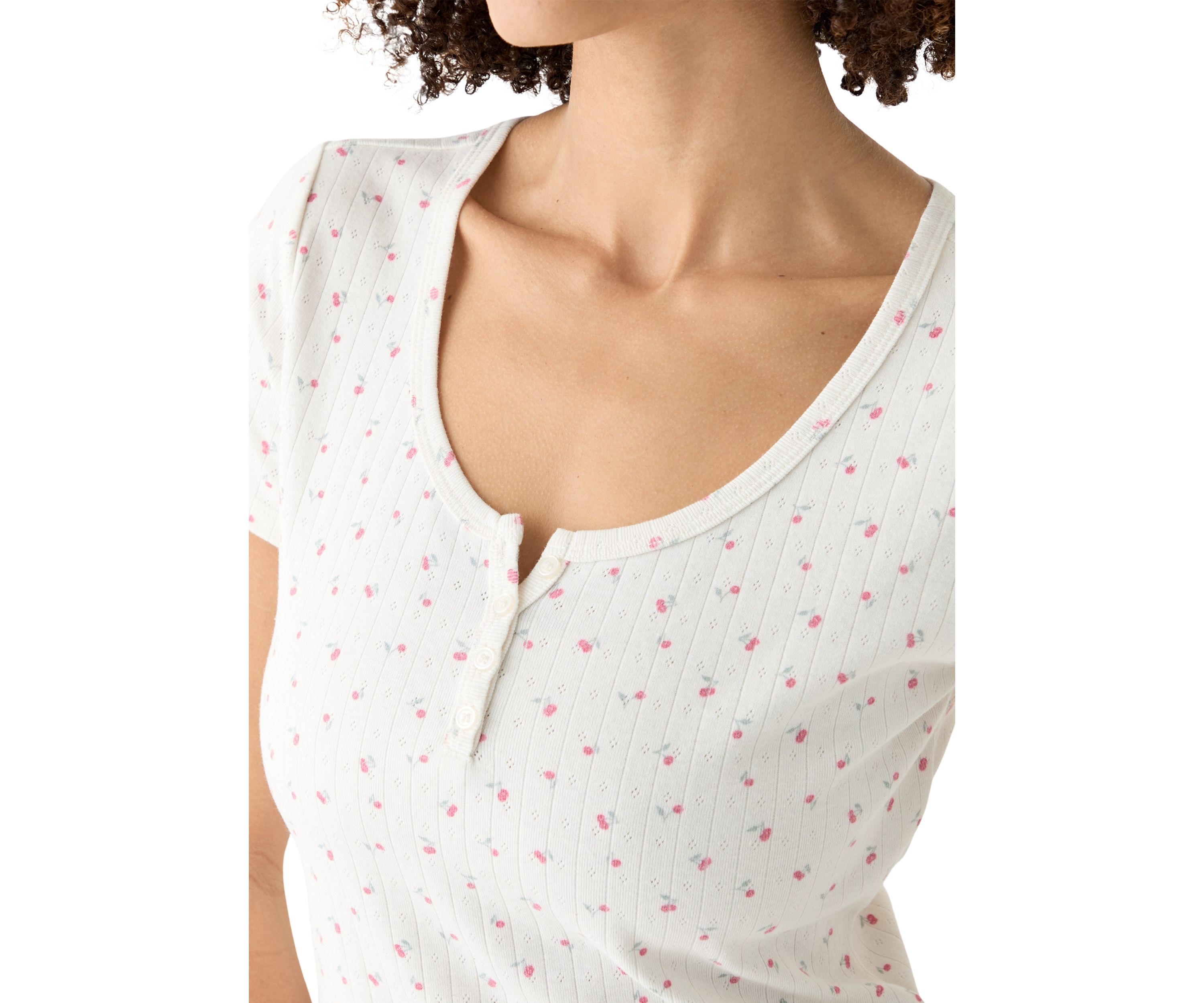 Womens Short Sleeve Henley T-Shirt