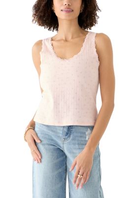 OLIVE + OAK Women's Pointelle Tank Top, Pink, XL