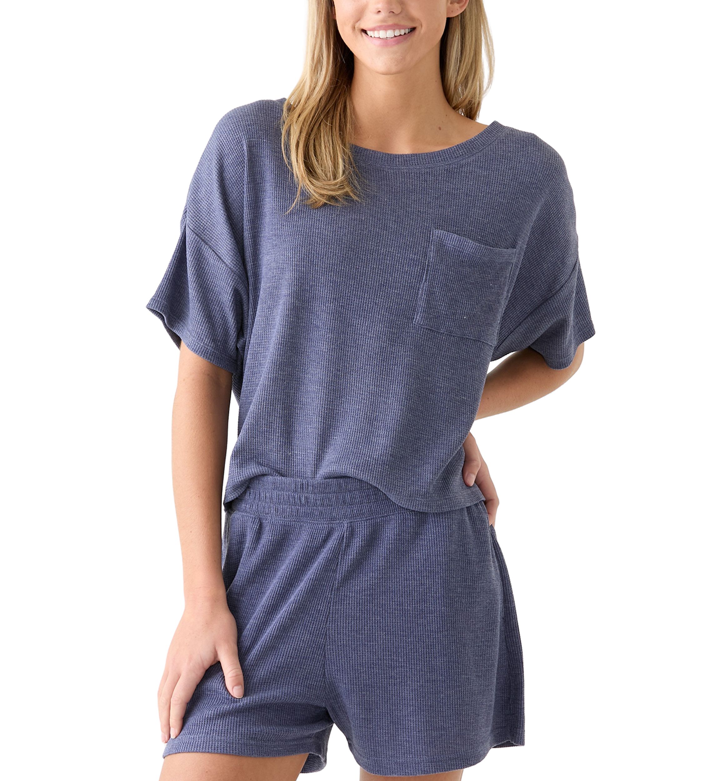 Womens Soft Thermal Knit Boat Neck Top