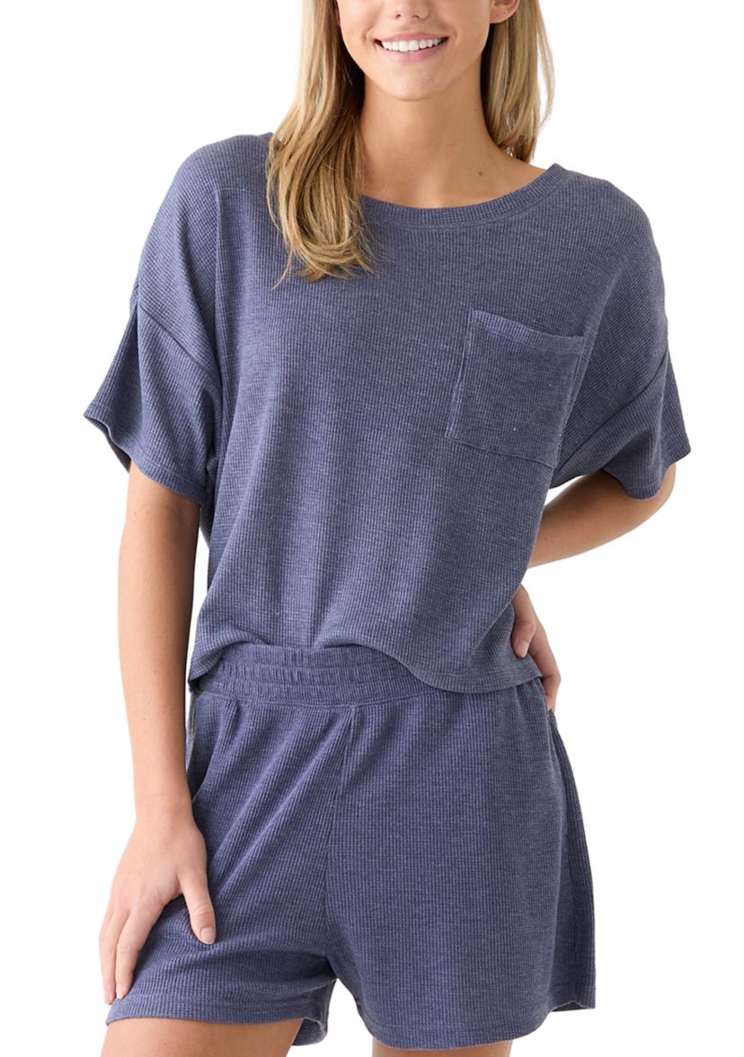 Womens Soft Thermal Knit Boat Neck Top